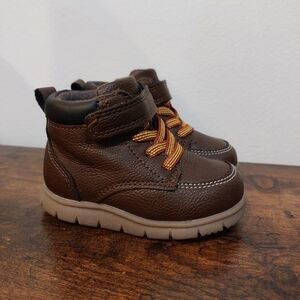 Brown TODDLER Shoes with Orange Laces